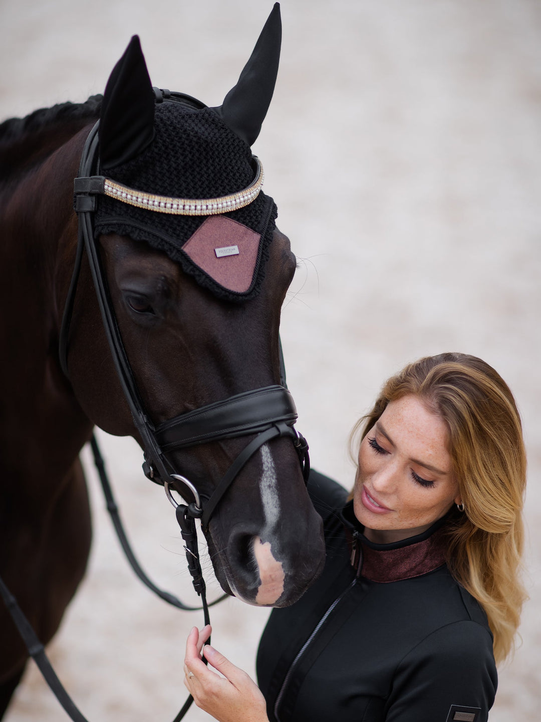 Equestrian Stockholm Fly Hood Mahogany Glimmer - Ear Bonnet - Kingdom Equestrian