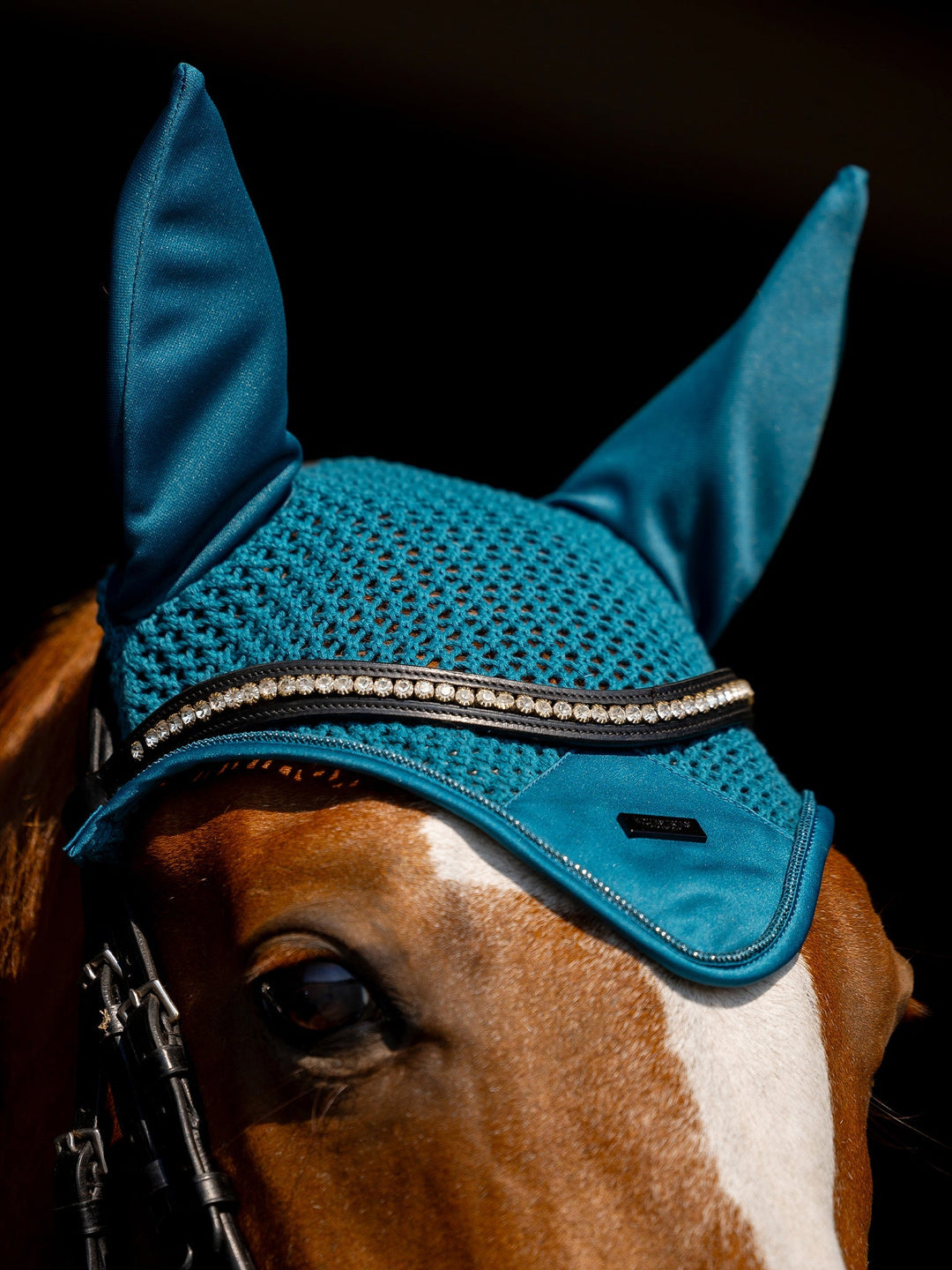 Equestrian Stockholm Fly Hood Modern Teal Blue - Ear Bonnet - Kingdom Equestrian