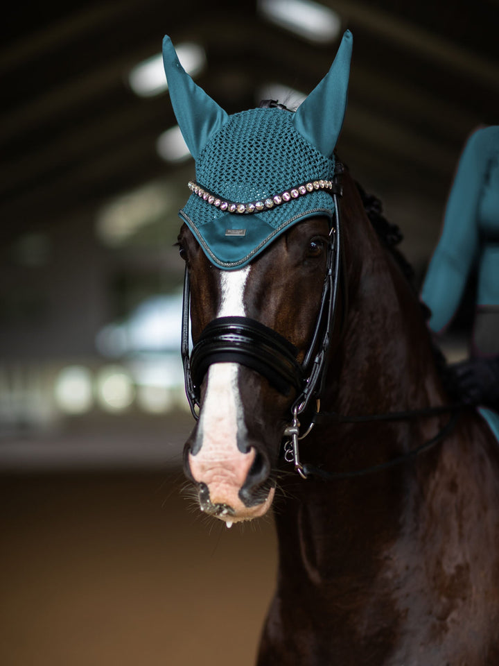 Equestrian Stockholm Fly Hood Modern Teal Blue - Ear Bonnet - Kingdom Equestrian