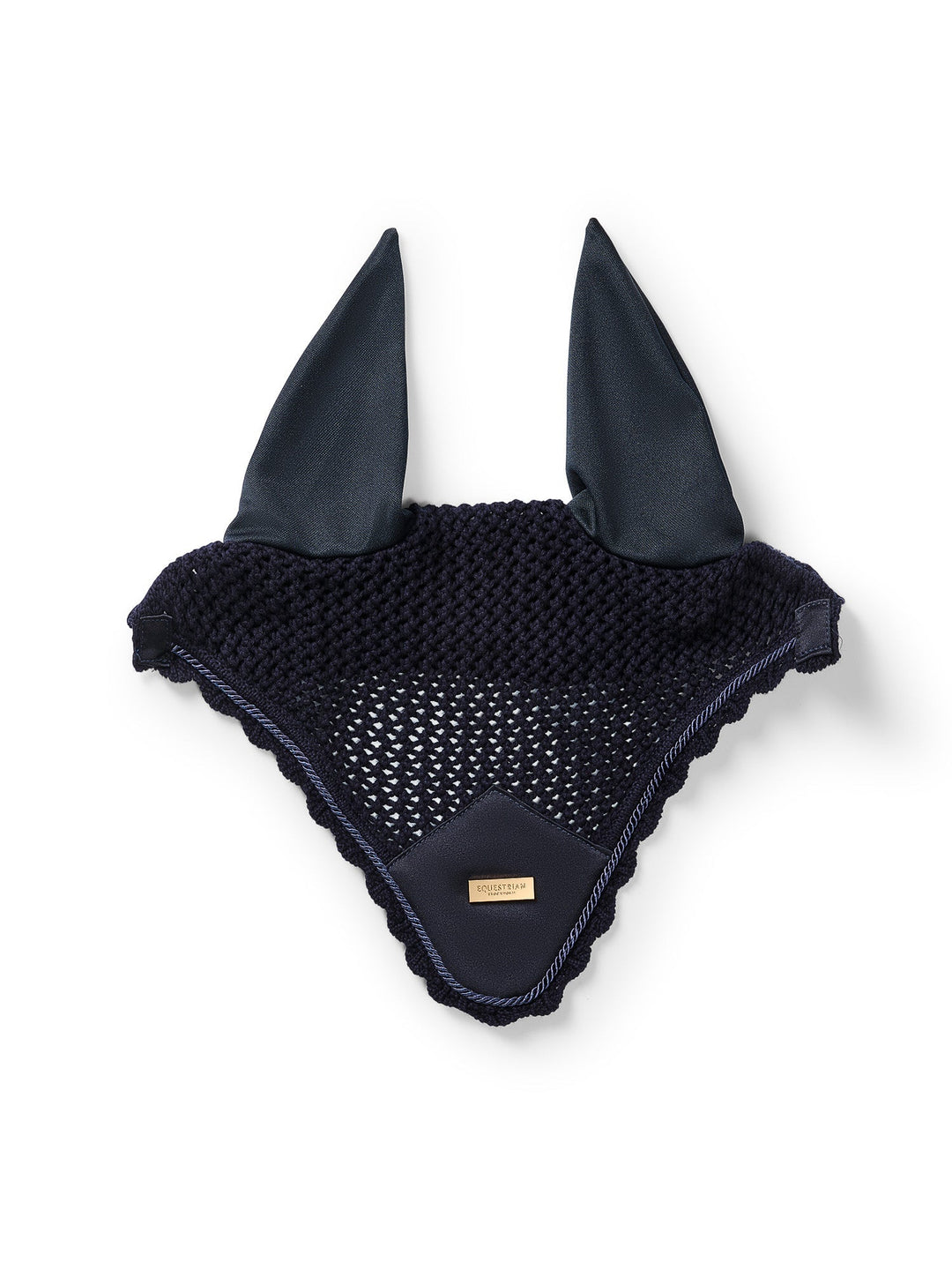 Equestrian Stockholm Fly Hood Plain Navy Gold - Ear Bonnet - Kingdom Equestrian