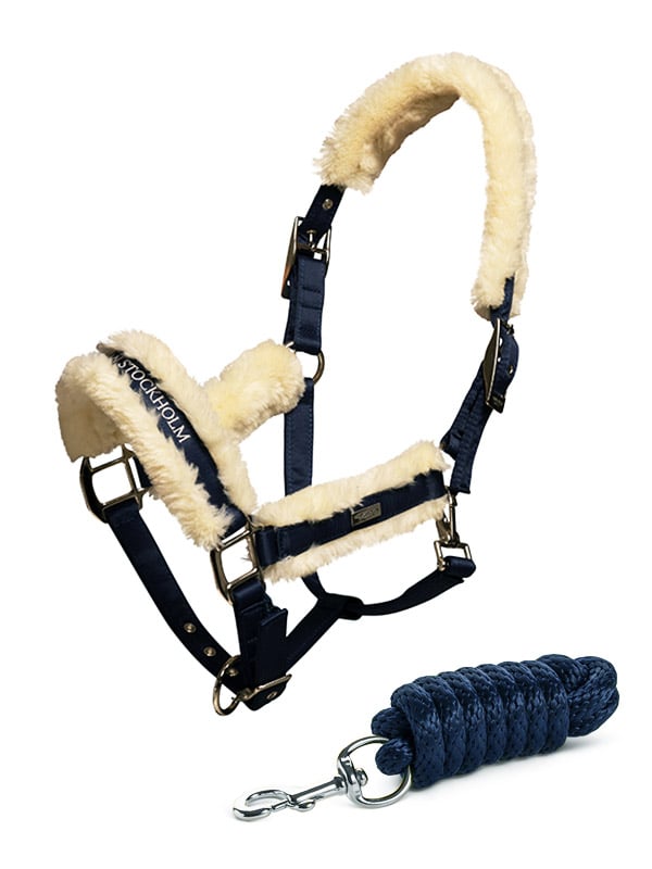 Equestrian Stockholm Fur Halter & Lead Rope Navy - Halter - Kingdom Equestrian