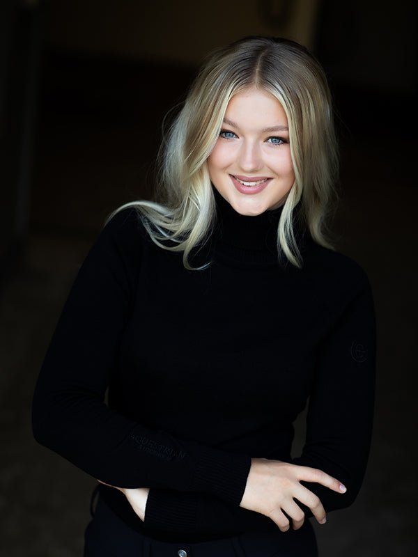 Equestrian Stockholm Knitted Polo Top Black Edition - Sweater - Kingdom Equestrian