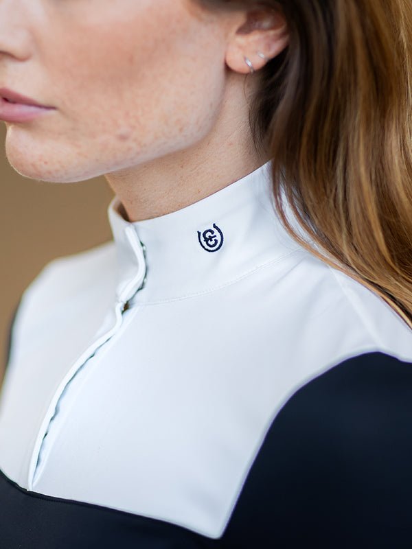 Equestrian Stockholm Refined Competition Top Navy White - Top - Kingdom Equestrian