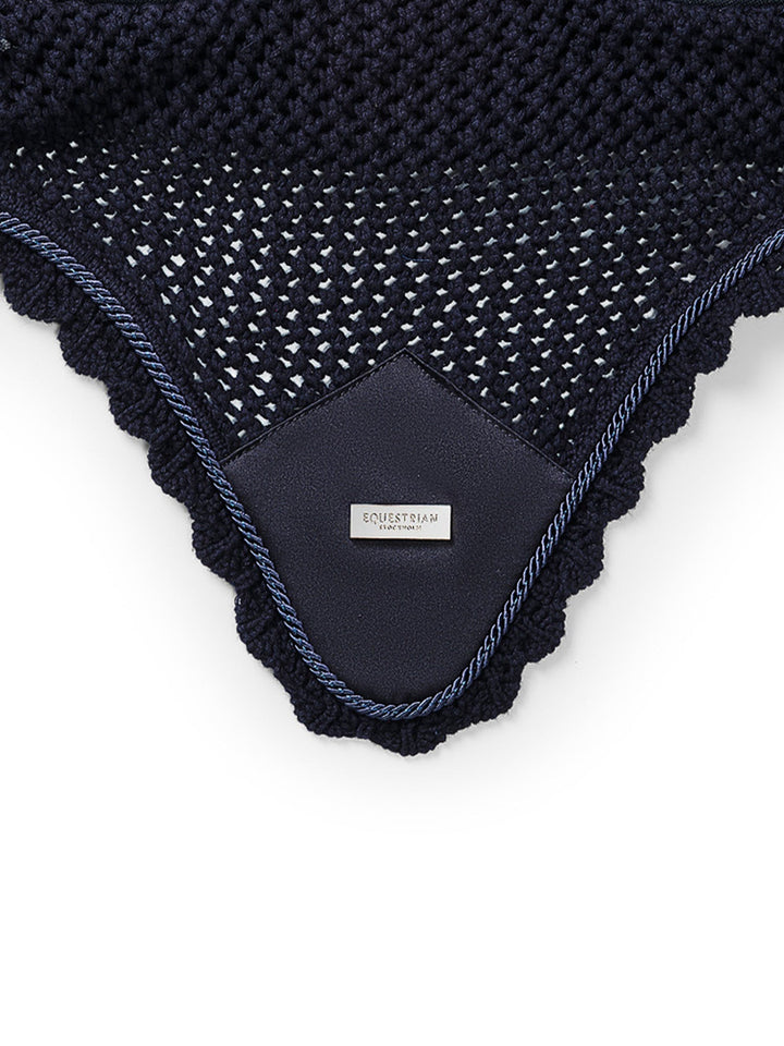 Equestrian Stockholm Soundless Fly Hood Navy Silver - Ear Bonnet - Kingdom Equestrian