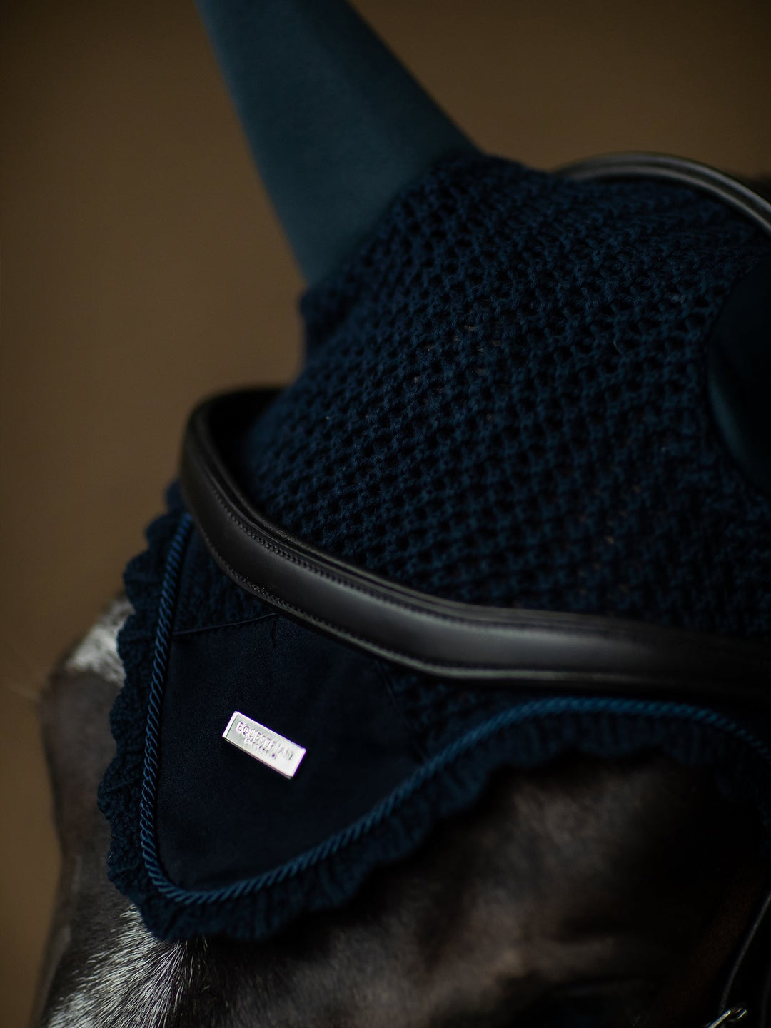 Equestrian Stockholm Soundless Fly Hood Navy Silver - Ear Bonnet - Kingdom Equestrian
