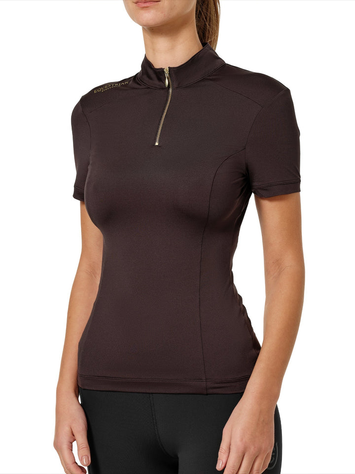 Equestrian Stockholm UV Protection Top Short Sleeve Golden Brown - Top - Kingdom Equestrian