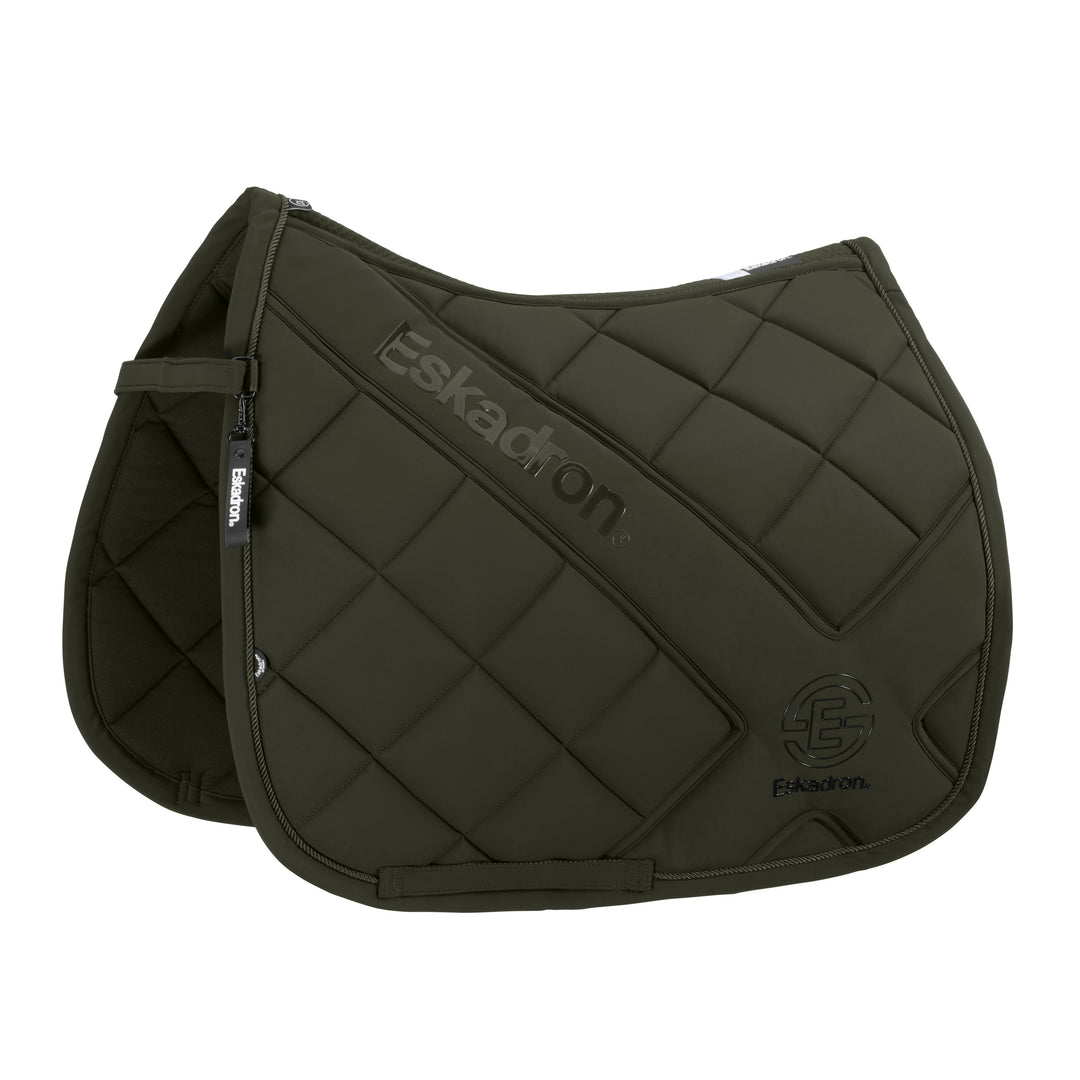 Eskadron Dressage Saddle Pad Softshell Bicross - Dynamic - Deep Green - dressage shape view