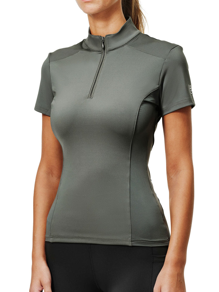 Equestrian Stockholm Illusion Top - Avenue Green - Short Sleeved Top - Kingdom Equestrian